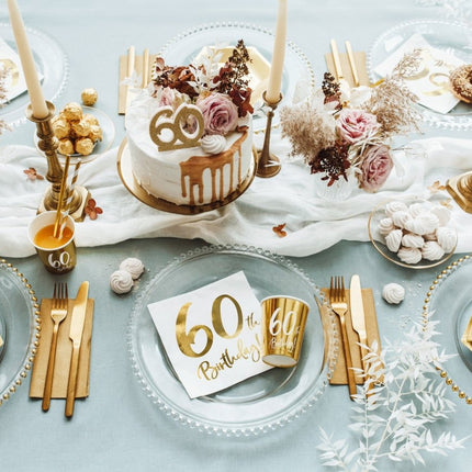 Servetten 60 Jaar Wit 33cm 20st van Partydeco koop je bij Partywinkel