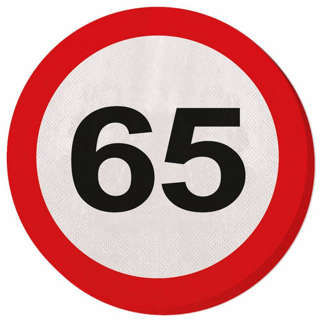 Servetten 65 Jaar Verkeersbord 33cm 20st van Folat koop je bij Partywinkel