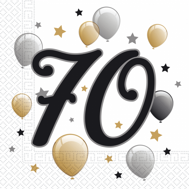 Servetten 70 Jaar Ballonnen 33cm 20st van Procos koop je bij Partywinkel