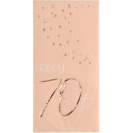Servetten 70 Jaar Rose Goud 33cm 10st van Folat koop je bij Partywinkel