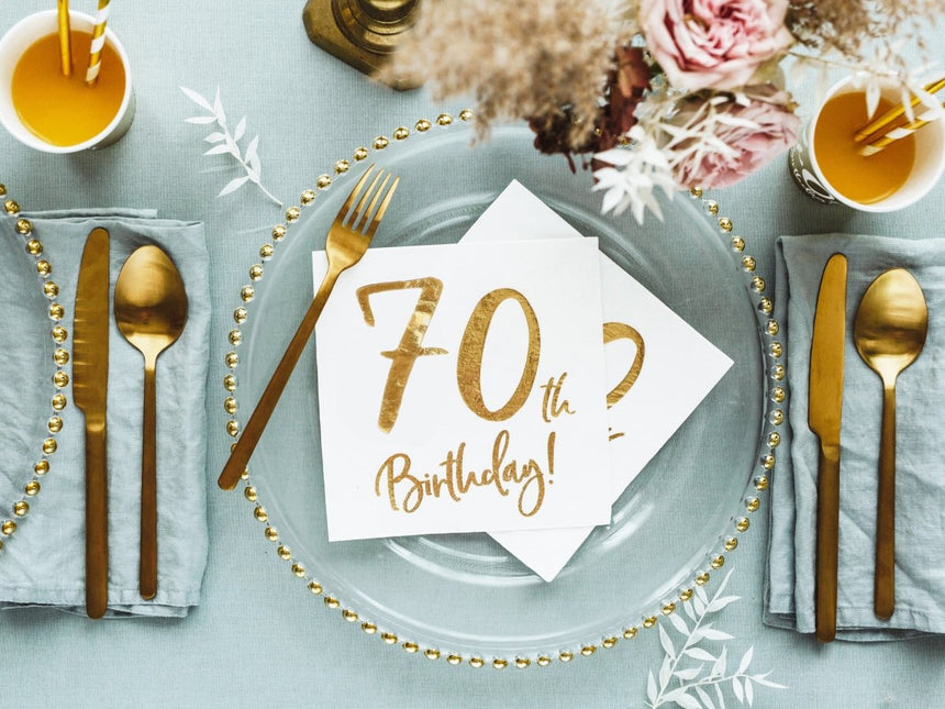 Servetten 70 Jaar Wit 33cm 20st van Partydeco koop je bij Partywinkel