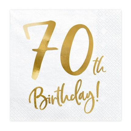 Servetten 70 Jaar Wit 33cm 20st van Partydeco koop je bij Partywinkel