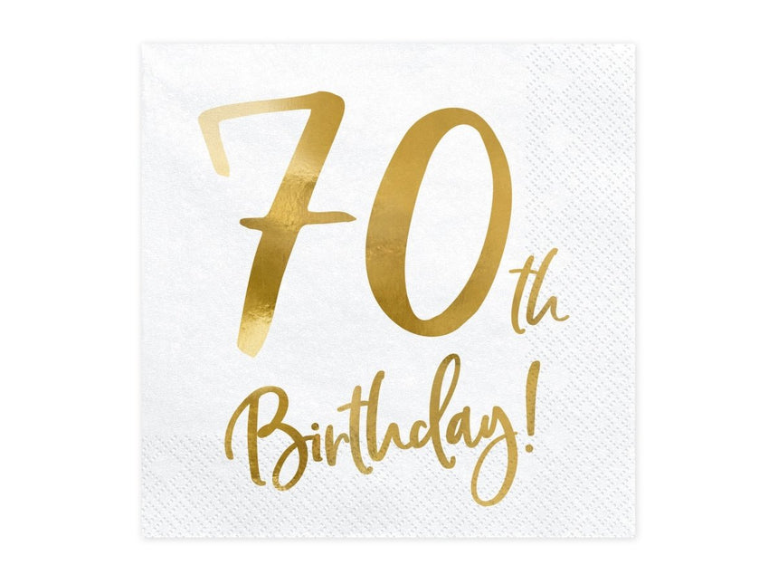 Servetten 70 Jaar Wit 33cm 20st van Partydeco koop je bij Partywinkel