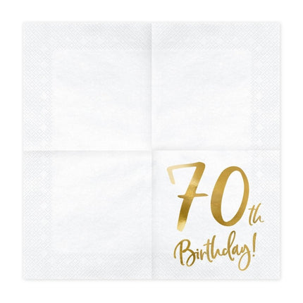 Servetten 70 Jaar Wit 33cm 20st van Partydeco koop je bij Partywinkel