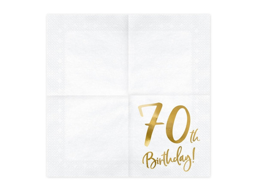 Servetten 70 Jaar Wit 33cm 20st van Partydeco koop je bij Partywinkel