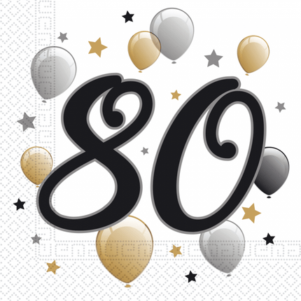 Servetten 80 Jaar Ballonnen 33cm 20st van Procos koop je bij Partywinkel