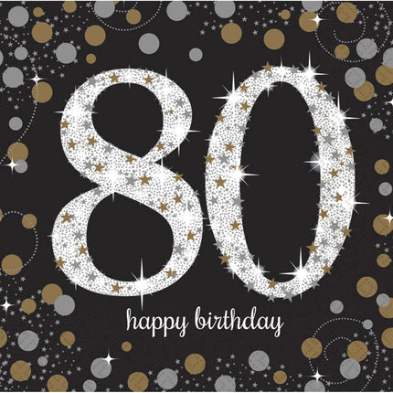 Servetten 80 Jaar Happy Birthday 33cm 16st van Riethmueller koop je bij Partywinkel