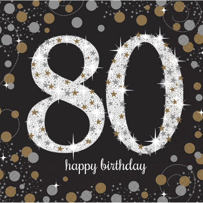 Servetten 80 Jaar Happy Birthday 33cm 16st van Riethmueller koop je bij Partywinkel