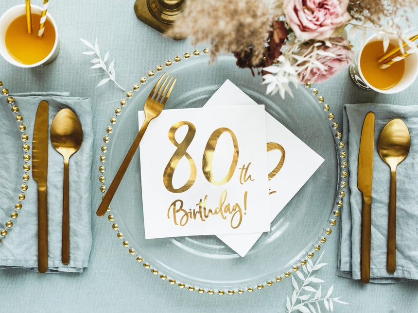 Servetten 80 Jaar Wit 33cm 20st van Partydeco koop je bij Partywinkel