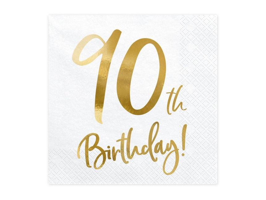 Servetten 90 Jaar Wit 33cm 20st van Partydeco koop je bij Partywinkel