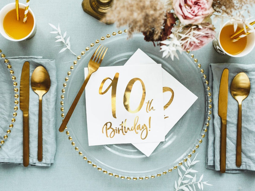 Servetten 90 Jaar Wit 33cm 20st van Partydeco koop je bij Partywinkel