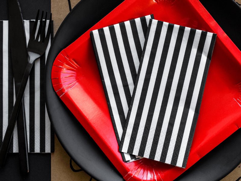 Servetten Gestreept Zwart 33cm 20st van Partydeco koop je bij Partywinkel