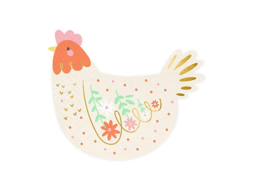 Servetten Haan 16cm 20st van Partydeco koop je bij Partywinkel