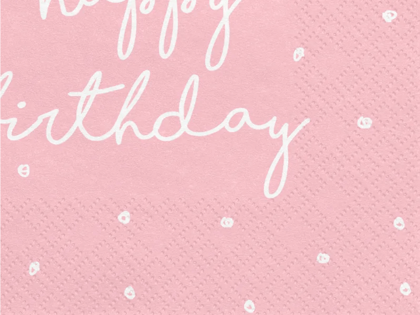 Servetten Happy Birthday Roze 33cm 20st van Partydeco koop je bij Partywinkel