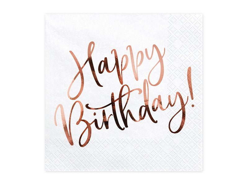 Servetten Happy Birthday Wit 33cm 20st van Partydeco koop je bij Partywinkel