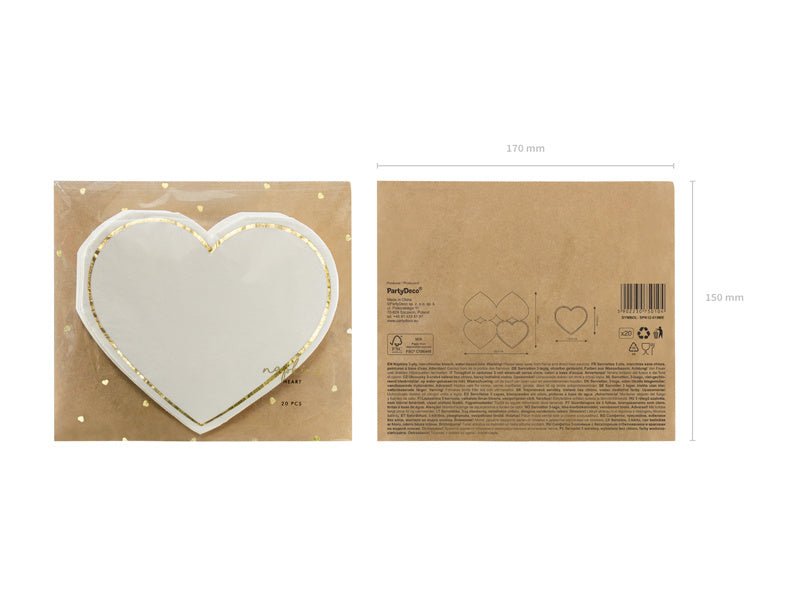 Servetten Hartje 14,5cm 20st van Partydeco koop je bij Partywinkel