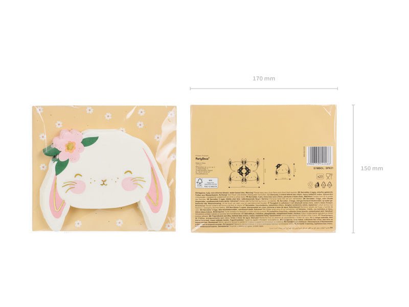 Servetten Konijn 14,5cm 20st van Partydeco koop je bij Partywinkel