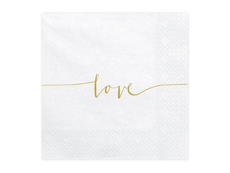 Servetten Love Goud 33cm 20st van Partydeco koop je bij Partywinkel