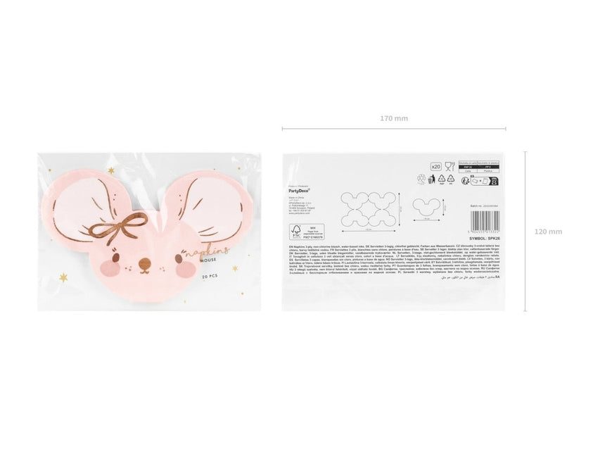 Servetten Muis 16cm 20st van Partydeco koop je bij Partywinkel