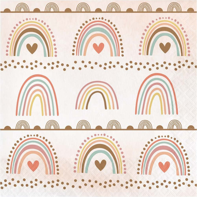 Servetten Regenboog Hartjes 16st van Creative Converting koop je bij Partywinkel