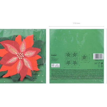 Servetten Rode Kerst Ster 15,5cm 20st van Partydeco koop je bij Partywinkel