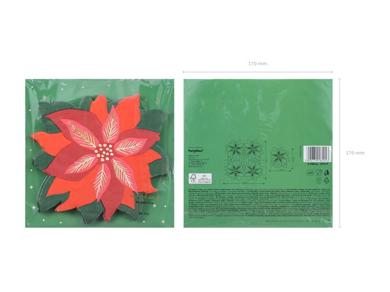 Servetten Rode Kerst Ster 15,5cm 20st van Partydeco koop je bij Partywinkel