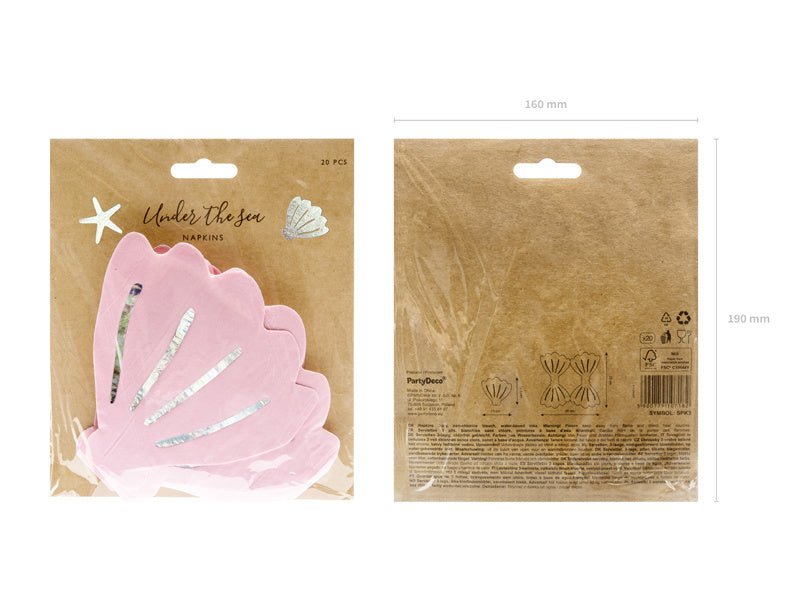 Servetten Zeeschelp 13cm 20st van Partydeco koop je bij Partywinkel