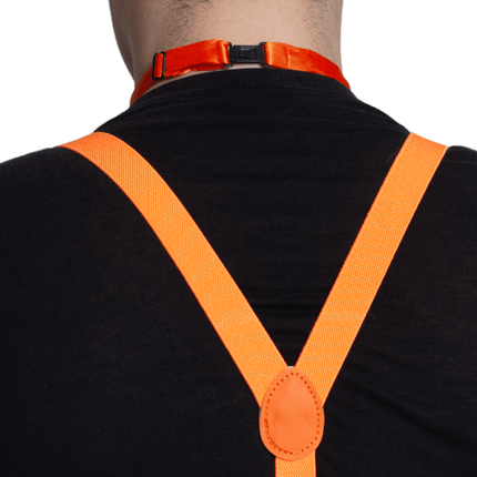 Set Bretels/Bril/Strik Neon Oranje van Partychimp koop je bij Partywinkel