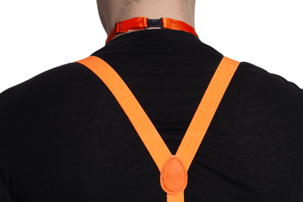 Set Bretels/Bril/Strik Neon Oranje van Partychimp koop je bij Partywinkel