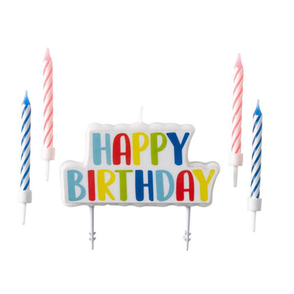 Set kaarsen Happy Birthday 5 stuks Hoogte van Riethmueller koop je bij Partywinkel