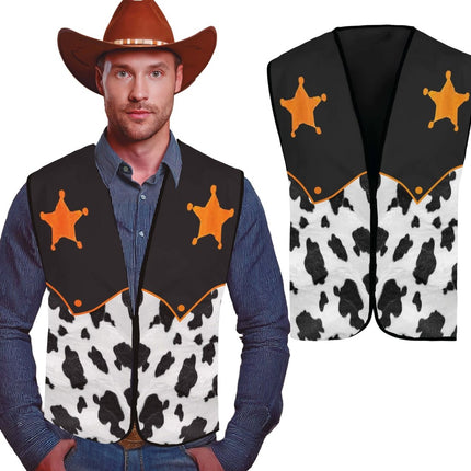 Sherrif Vest Zwart Wit Cowboy van Fiestas Guirca koop je bij Partywinkel