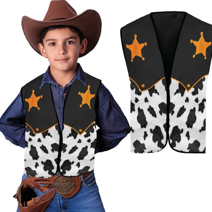 Sherrif Vest Zwart Wit Kind Cowboy van Fiestas Guirca koop je bij Partywinkel