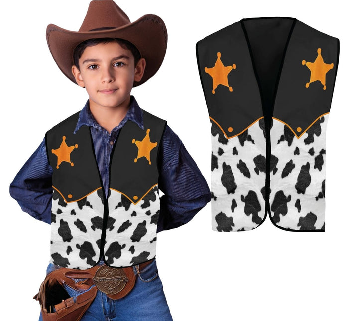 Sherrif Vest Zwart Wit Kind Cowboy van Fiestas Guirca koop je bij Partywinkel