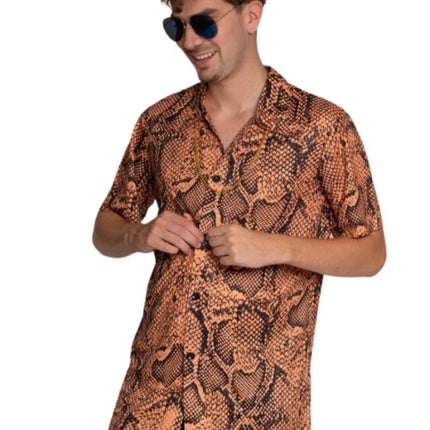 Shirt Slangenprint Goud Heren van Partychimp koop je bij Partywinkel