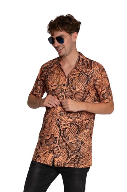 Shirt Slangenprint Goud Heren van Partychimp koop je bij Partywinkel