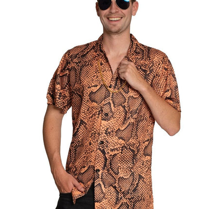 Shirt Slangenprint Goud Heren van Partychimp koop je bij Partywinkel