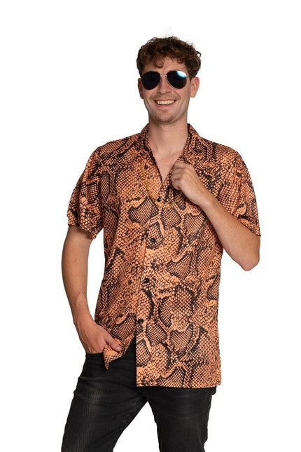 Shirt Slangenprint Goud Heren van Partychimp koop je bij Partywinkel