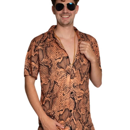 Shirt Slangenprint Goud Heren van Partychimp koop je bij Partywinkel