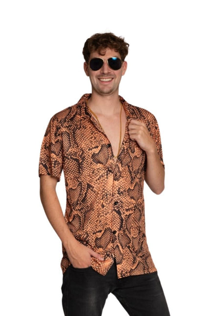 Shirt Slangenprint Goud Heren van Partychimp koop je bij Partywinkel