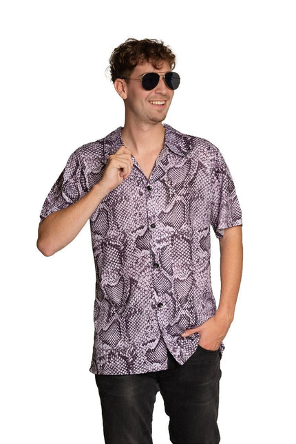 Shirt Slangenprint Zilver Heren van Partychimp koop je bij Partywinkel