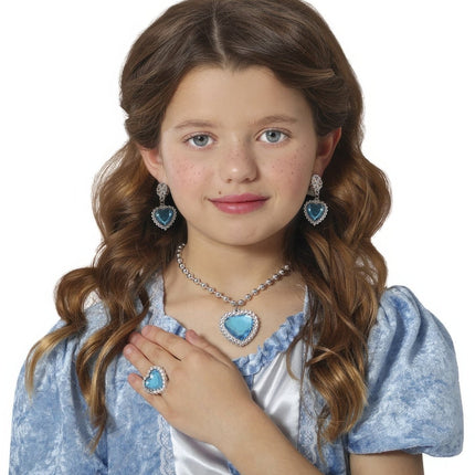 Sieraden Set Zilver Hart Blauw van Fiestas Guirca koop je bij Partywinkel