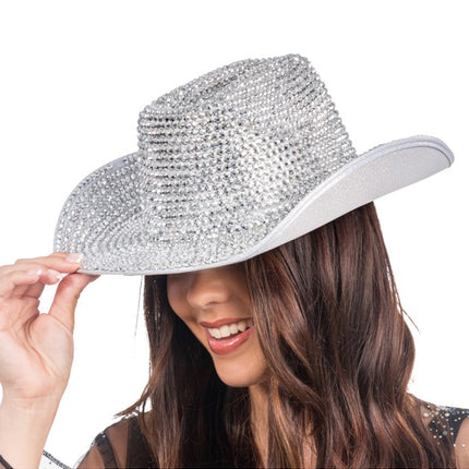 Silver Rhinestone Cowboy Hat