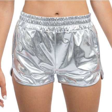 Women's Silver Metallic Shorts