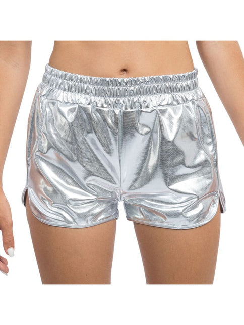 Women's Silver Metallic Shorts
