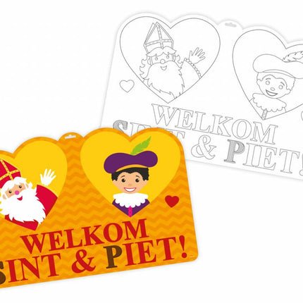 Sint en Piet Kleurplaat Deurbord 58cm van Folat koop je bij Partywinkel