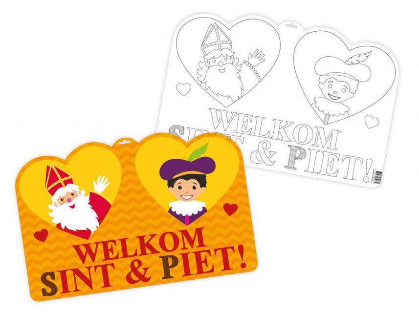 Sint en Piet Kleurplaat Deurbord 58cm van Folat koop je bij Partywinkel