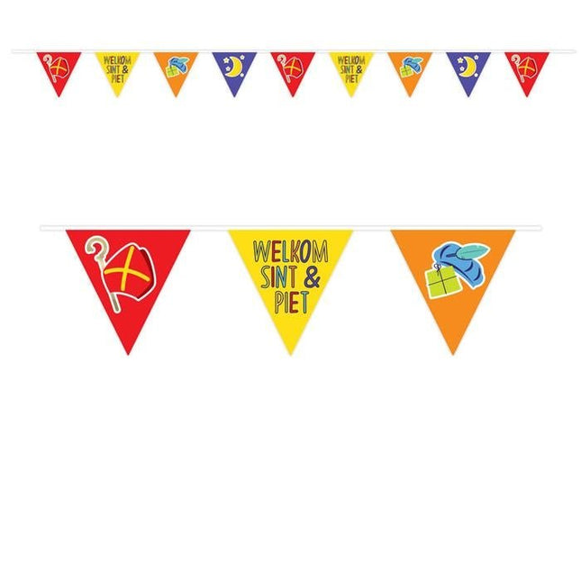 Sint en Piet Welkom Slinger Papier 6m van Haza Witbaard koop je bij Partywinkel