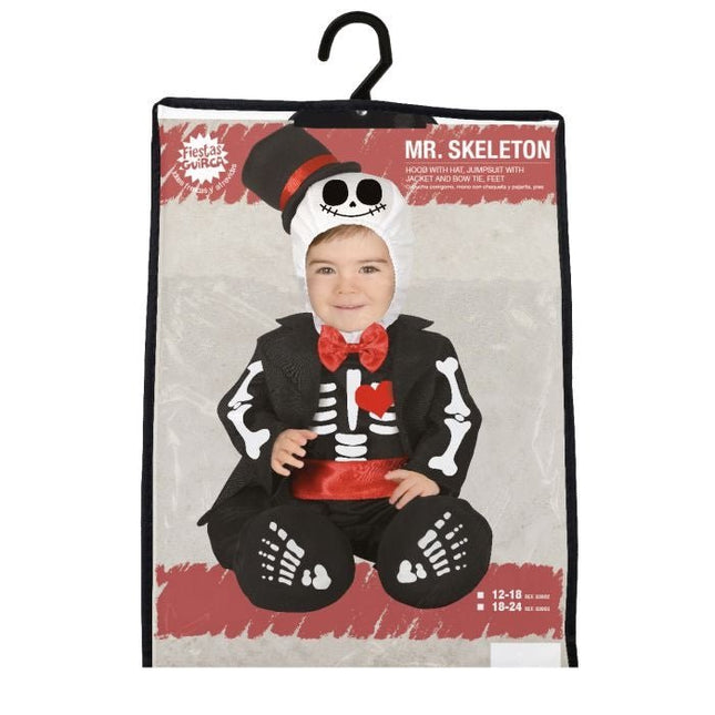 Skelet Halloween Kostuum Baby rode strik van Fiestas Guirca koop je bij Partywinkel