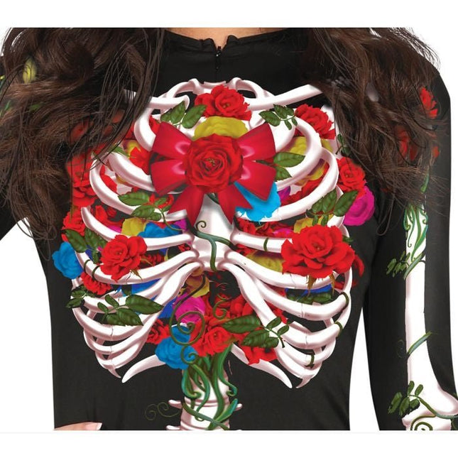 Skelet Halloween Kostuum Dames Bloemen van Fiestas Guirca koop je bij Partywinkel