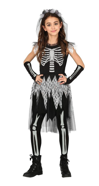 Skelet Halloween Kostuum Meisje van Fiestas Guirca koop je bij Partywinkel